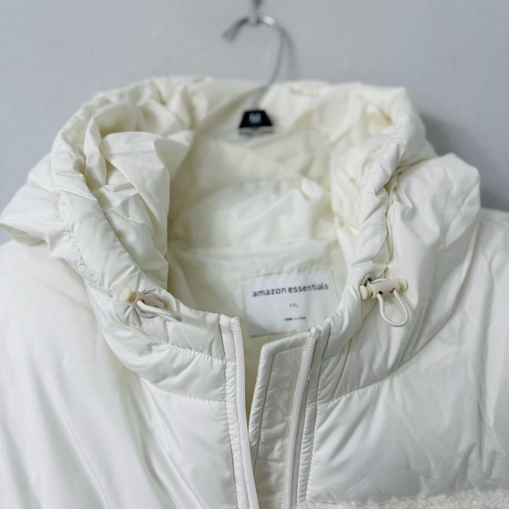 Amazon Essentials Hooded Sherpa Puffer Jacket Ivory XXL - Picture 10 of 16